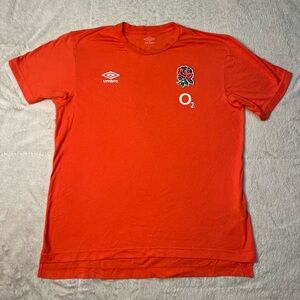 Umbro England National Rugby Team Coral O2 T-Shirt Mens XL Soccer Jersey Rare